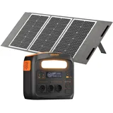 Tragbare Powerstation 1500W (3000W Spitzenleistung) Mit 100W Solarpanel, 1102,5Wh LiFePO4 Akku, Schnellladung in 85 Min., PD, USB-C/AC/DC, Solarladung, für Camping, Notstrom, Outdoor (1200W+100W)