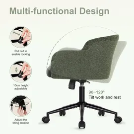 IWMH Drehstuhl, Höhenverstellbar Bürostuhl, Drehbar Stuhl für Schminktisch, Schreibtisch, Schlafzimmer - Schwarz