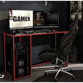 Hti-Living Gamer Schreibtisch Schwarz/Rot, Gaming Tisch, Schwarz, Rot