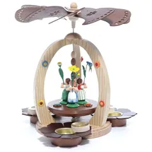 Holz- und Drechslerwaren Dieter Legler Rudolphs Schatzkiste Osterpyramide Deko Natur mit Blumenkinder Teelichtpyramide aus Holz, Handgemacht, Volkskunst aus Dem Erzgebirge als Dekoration für Ostern, 28 cm