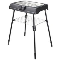 LEX Kombigrill Tisch- und Standgrill elektrisch ca. 52 x 39 cm mit Metalluntergestell, Stufenloser Temperaturregler schwarz
