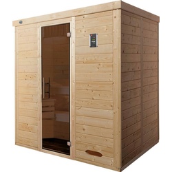 weka Sauna Kemi, BxTxH: 195 x 145 x 200 cm, 45 mm, (Set) 7,5 kW-Ofen mit digitaler Steuerung beige