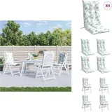 Hochlehner-Auflagen 4 Stk. Blattmuster Oxford-Gewebe - Hochlehner Auflagen - Gartenstuhlkissen - Oxford Stoff - Wasserabweisend - Balkon Deko
