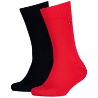 TOMMY HILFIGER Kinder Socken, 2er Pack - Basic, TH, 23-42, einfarbig Blau/Rot 31-34