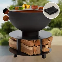 Blumfeldt Feuerschale, Tragbare Feuerschalen für den Garten, Outdoor Feuerstelle, Feuerschalen mit Grillrost, Feuerschale Groß, Gartenfeuerschale für Balkon & Terrasse, 60 x 56 x 60 cm Schwarz