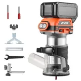 Akku-kantenfräse, Bürstenloser Motor, Kompakte Oberfräse Mit Variabler Drehzahl & Fester Basis, 6,35 Mm Spannzange, Einhandfräse  Für Die Holzbearbeitung, 18v, Li-ion (lieferung Ohne Akku)