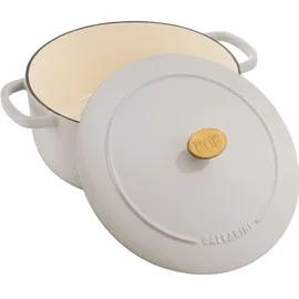 BALLARINI Bellamonte Auflaufform Bräter Dutch Oven Emailliertes Gusseisen rund 26 cm 5,5 L Elfenbeinweiß