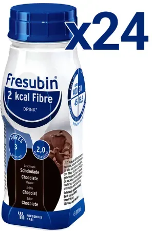 Pack Von 6 Fresubin 2 Kcal Fibre Drink Schokolade Trinkflaschen 6x4x200ml