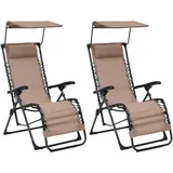 vidaXL 2X Liegestuhl Klappbar Gartenstuhl Sonnenliege Relaxliege Gartenliege Strandliege Campingstuhl Relaxstuhl Klappstuhl Strandstuhl Textilene Taupe