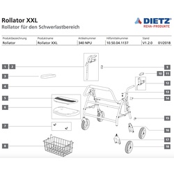 06 - Dietz Sitz mit Polsterung + Befestigungsm. Rollator XXL