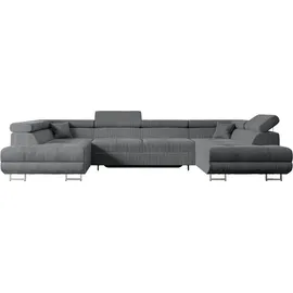 altdecor Ecksofa Cord 6-Sitzer Dunkelgrau