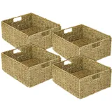 HMF Aufbewahrungskorb, Korb geflochten aus Seegras, 4er Set, passend für Kallax halbes Fach, 30 x 34 x 15 cm