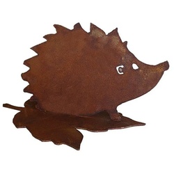 440s Gartenfigur 440s Rost-Igel auf Ahornblatt-Platte ca. 13 cm H, (Stück) braun