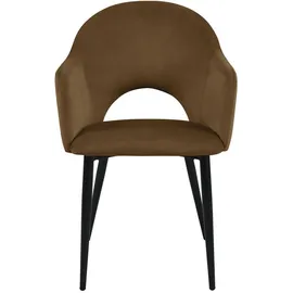 Svita HAILEY 2er Set Esszimmerstühle Küchen-Sessel gepolstert Samt Braun