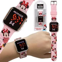DISNEY Minnie Mouse LED-Armbanduhr für Mädchen, rosa Digitaluhr mit Datum und Uhrzeit - Rosa