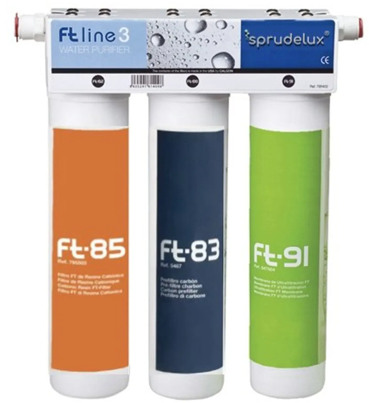AORA FT-LINE 3. Aktivkohle-Wasserfilter-System mit UF-Filtration & Ionentauscherharz - 3/8 Zoll Außengewinde