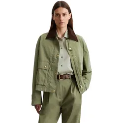 Outdoorjacke MARC O'POLO "aus Canvas-Qualität", Damen, Gr. 36, forest moss, Obermaterial: 80% Baumwolle, 20% Polyamid, unifarben, casual, regular fit, Langarm, Jacken
