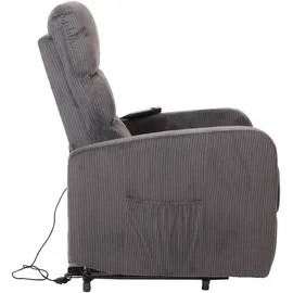 Mendler Fernsehsessel HWC-K62 Cord 72 x 138 x 72 cm Dunkelgrau mit Liegefunktion
