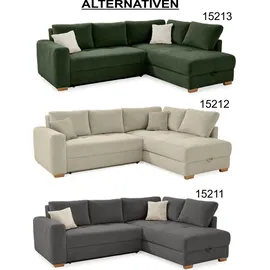 luma-home Eckcouch Cord 2-Sitzer Dunkelgrau