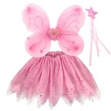 EQLEF Fee Kostüm Mädchen, Prinzessin, Fee Schmetterlingsflügel für Mädchen Tutu Flügel festgelegt - Set von 3 (Rosa)