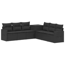 vidaXL Sofa Set 7-tlg. Polyrattan und Stahl schwarz