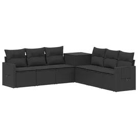 vidaXL Sofa Set 7-tlg. Polyrattan und Stahl schwarz