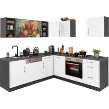 kochstation Winkelküche L-Form 220 cm weiß