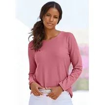 LASCANA Langarmshirt mit Streifenstruktur aus weicher Baumwoll-Qualität lila 44/46