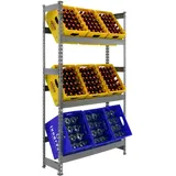 Simonrack Getränkekistenregal, 9 Kästen, Flaschenregal, Getränkekistenhalter, Kistenregal, Grau - Simonbottle
