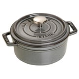 STAUB Gusseisen Bräter/Cocotte, Rund 12 cm, 0,25 L, Aromaregen Funktion für optimale Befeuchtung, Für alle Herdarten inkl. Induktion & Backofen, Graphitgrau