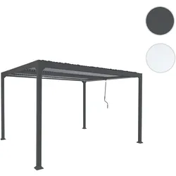 Alu Pergola HWC-L41, Lamellen-Pavillon Terrassen√oberdachung, stabiles 8cm-Metall-Gestell 3x3,7m ~ anthrazit