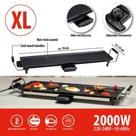 *Alpina* alpina Elektro-Tischgrill schwarz Metall B/L: ca. 70x23 cm - Schwarz