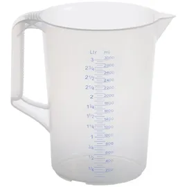 Hünersdorff Messkanne 3000 ml PP, 2 Skalen geschlossener Griff transparent