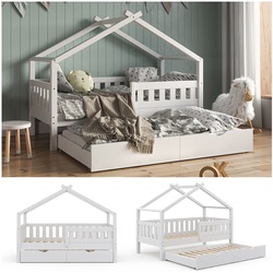 VitaliSpa Design Kinderbett 160x80 Babybett Hausbett Gästebett Lattenrost weiß