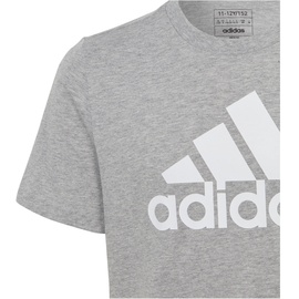 adidas T-Shirt Kinder ‒ Grau mit weissem Logo Cotton T-Shirt HR6379 Regular Fit 7_8Y