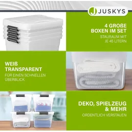 Juskys Aufbewahrungsbox 45 l 4-tlg. transparent