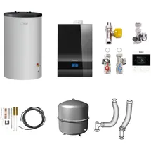 Buderus Gas-Brennwert Logaplus-Paket W50 Gas-Brennwertgerät, weiß, ES120 120 l, BC400,