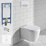 Geberit DuoFix Element für Wand-WC mit Ideal Standard Connect WC-Paket mit AquaBlade, Badkeramik,