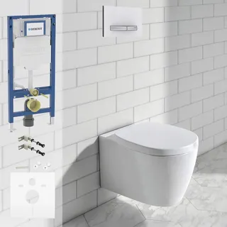 Geberit DuoFix Element für Wand-WC mit Ideal Standard Connect WC-Paket mit AquaBlade, Badkeramik,