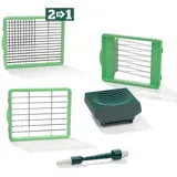 Genius Nicer Dicer Chef Messereinsätze 6x6 + 6x30 + 12x48 mm inkl. Tomateneinsatz 6 mm - Messer nur mit dem Nicer Dicer Chef (Fassungsvermögen 2100ml) kompatibel Reinigungsbürste