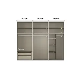 meinSchrank Schwebetürenschrank Regina 271 x 223 x 68 cm Grau