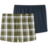 SCHIESSER Schiesser, Herren, Web-Boxershorts, 2er Pack) - Shorts, Webware, Muster Dunkelblau/Grün 3XL