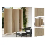 vidaXL Paravent 6-tlg. Beige Poly Rattan