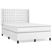 VidaXL Boxspringbett mit Matratze Weiß 140x200 cm Kunstleder