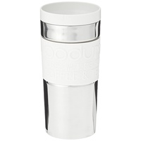 Bodum 11093-913 Travel mug, 0.35 L, Reisebecher Edelstahl 8.5 x 8.5 x 18 cm, weiß