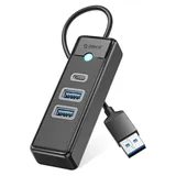 ORICO PWC2U-U3-015-BK-EP Hub Adapter USB auf 2x USB 3.0 + USB-C, 5 Gbps, 0,15m Schwarz