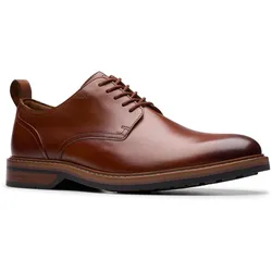 Schnürschuh CLARKS "Alwin Lace", Herren, Gr. 44,5, braun, Leder, elegant, Schuhe, Business Schnürschuh mit Anziehlasche