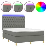 vidaXL Boxspringbett mit Matratze & LED Dunkelgrau 140x200 cm Stoff
