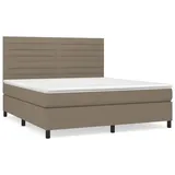 vidaXL Boxspringbett mit Matratze Taupe 160x200 cm Stoff
