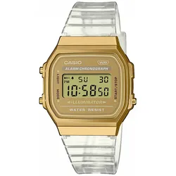 Chronograph CASIO VINTAGE, transparent (transparent, goldfarben), Armbanduhren, Damen, Quarzuhr, Armbanduhr,Damenuhr, Herrenuhr, Digitaluhr, Edelstahlarmband